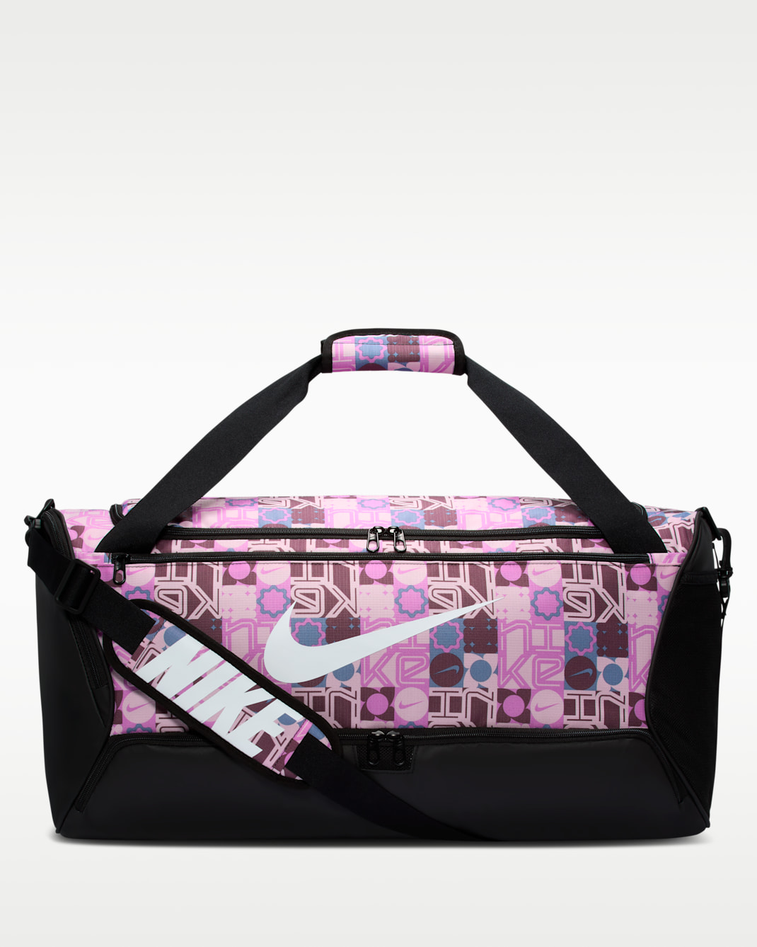 Nike Brasilia Training Duffel Bag (Medium, 60L) - Black/Pink Foam/White