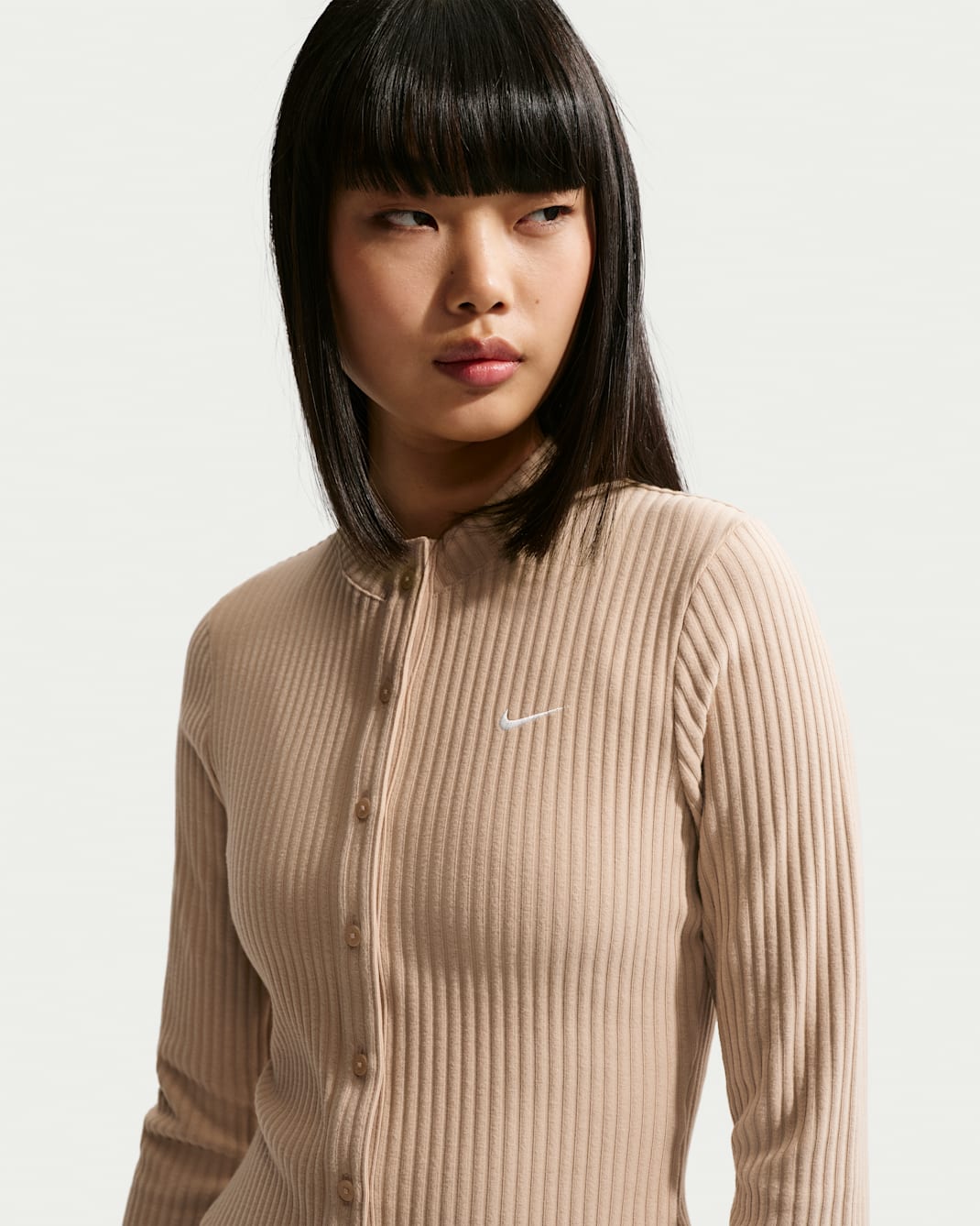 Nike Sportswear Chill Knit ribbad cardigan med slimmad passform för kvinnor - Linen/Sail