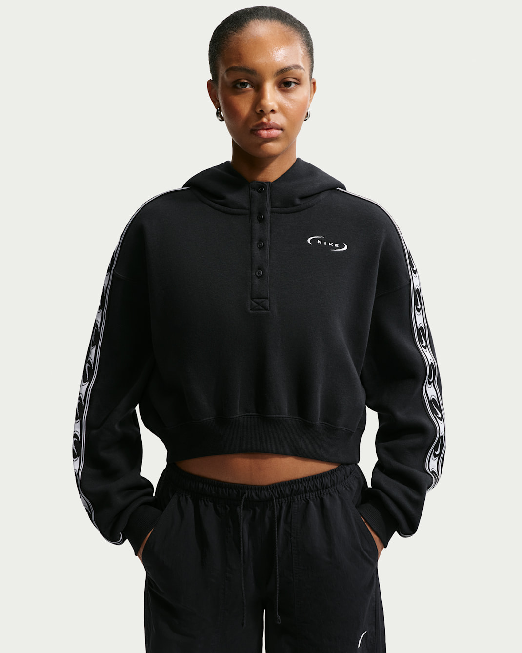 Nike Sportswear Phoenix Fleece Women's Oversized Henley Hoodie - Black/Sail