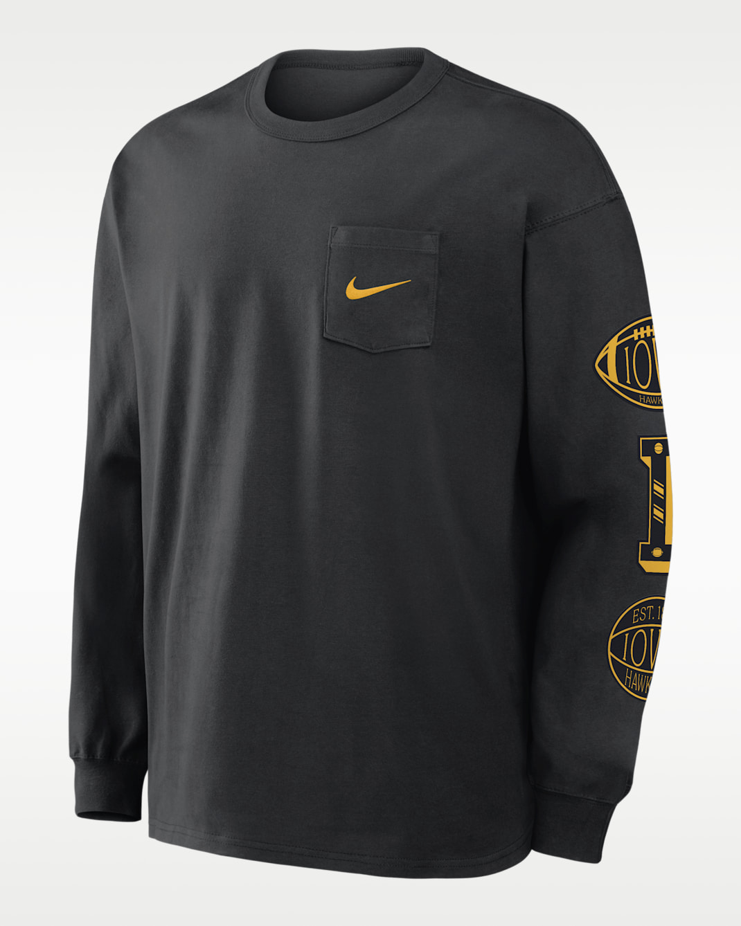 Iowa Academic Max90 Pocket Men's Nike College Long-Sleeve T-Shirt - Black