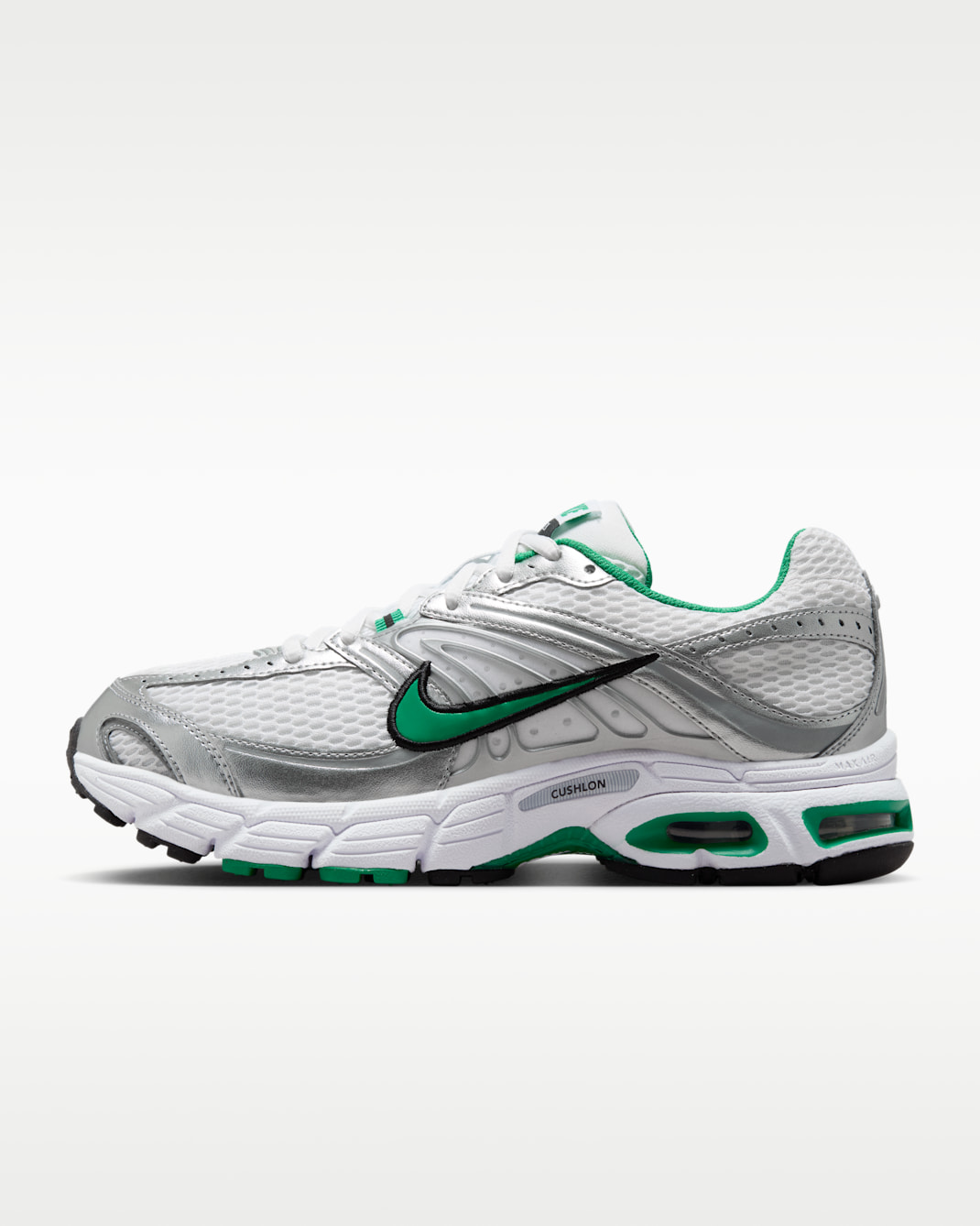 Nike Air Max Moto 2K Women's Shoes with Reflective Design Accents - White/Metallic Silver/Black/Stadium Green