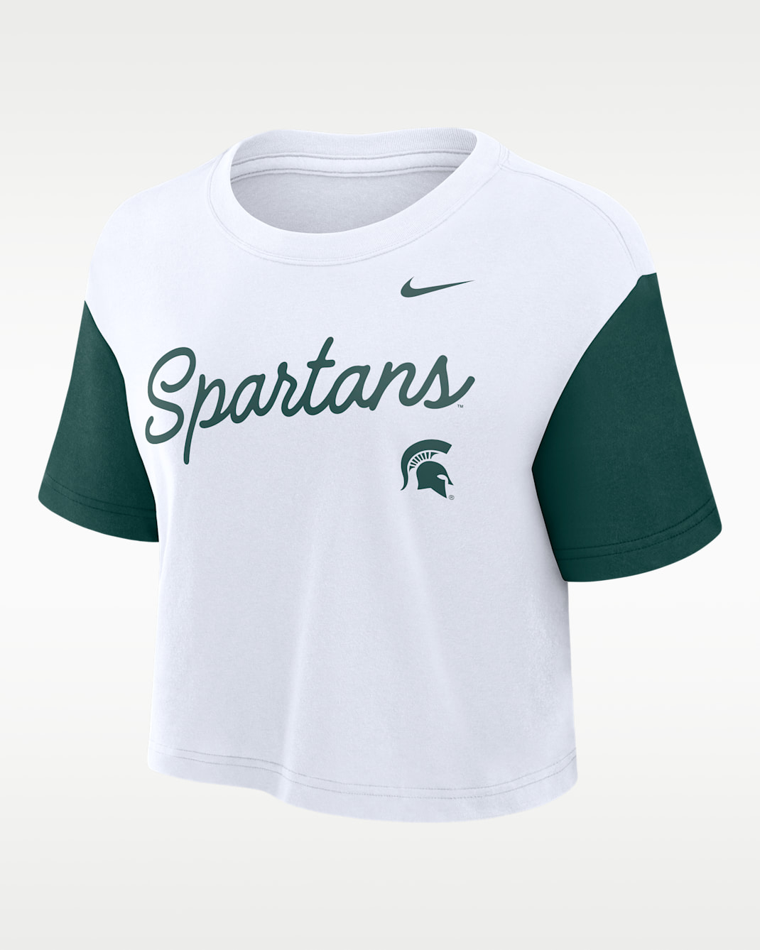 Michigan State Script Women's Nike Dri-FIT College Cropped T-Shirt - White