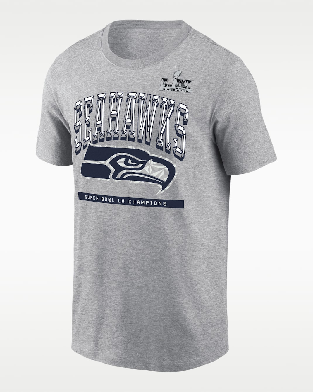Playera Nike de la NFL para hombre Seattle Seahawks Super Bowl LX Champions Ice Classic Roster - Gris jaspeado