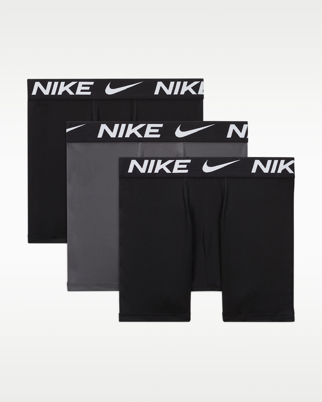 Nike Big Kids' Dri-FIT Solid Boxer Briefs (3-Pack) - Black/Dark Grey