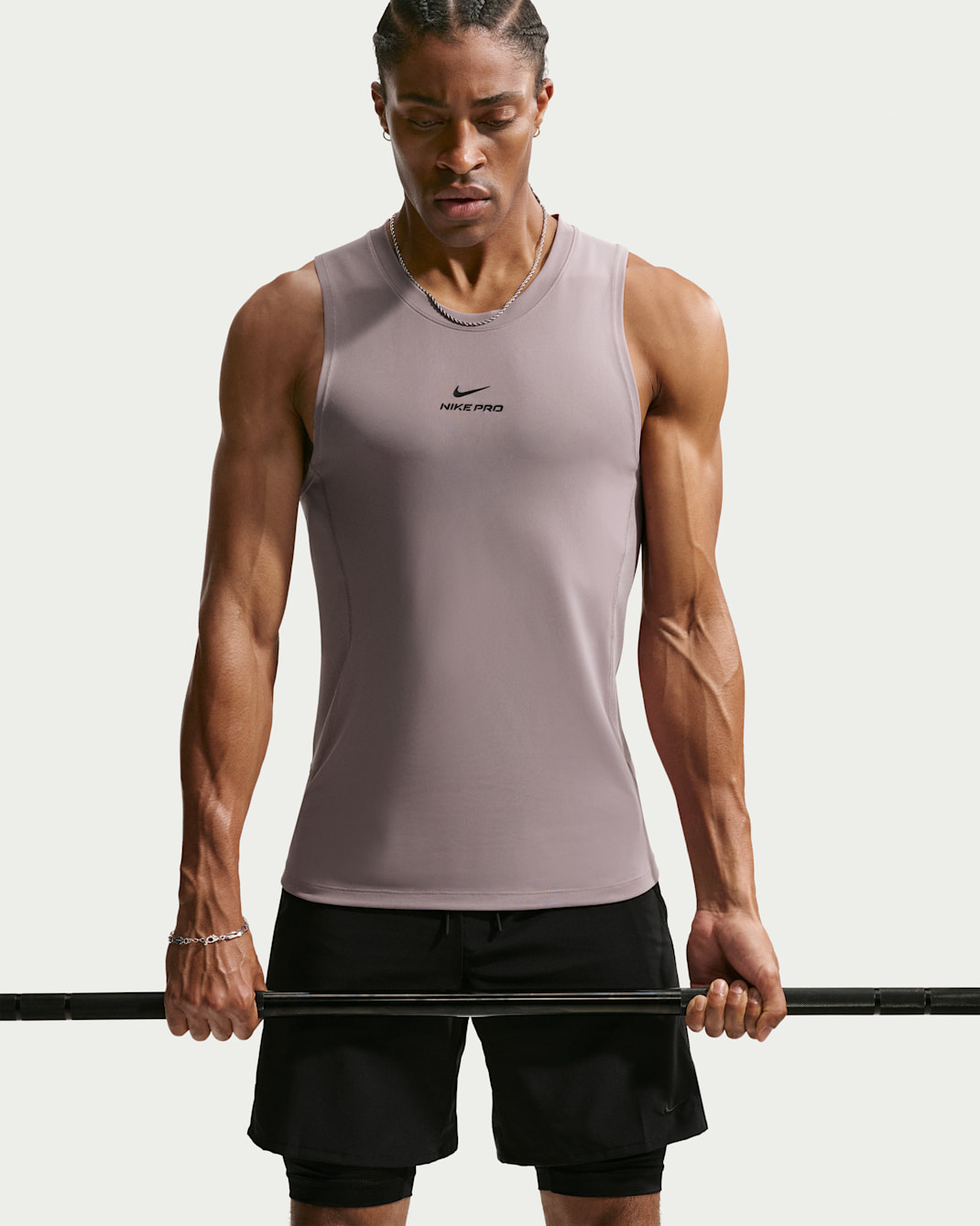 Nike Pro Men's Dri-FIT Training Tank - Light Violet Ore/Black