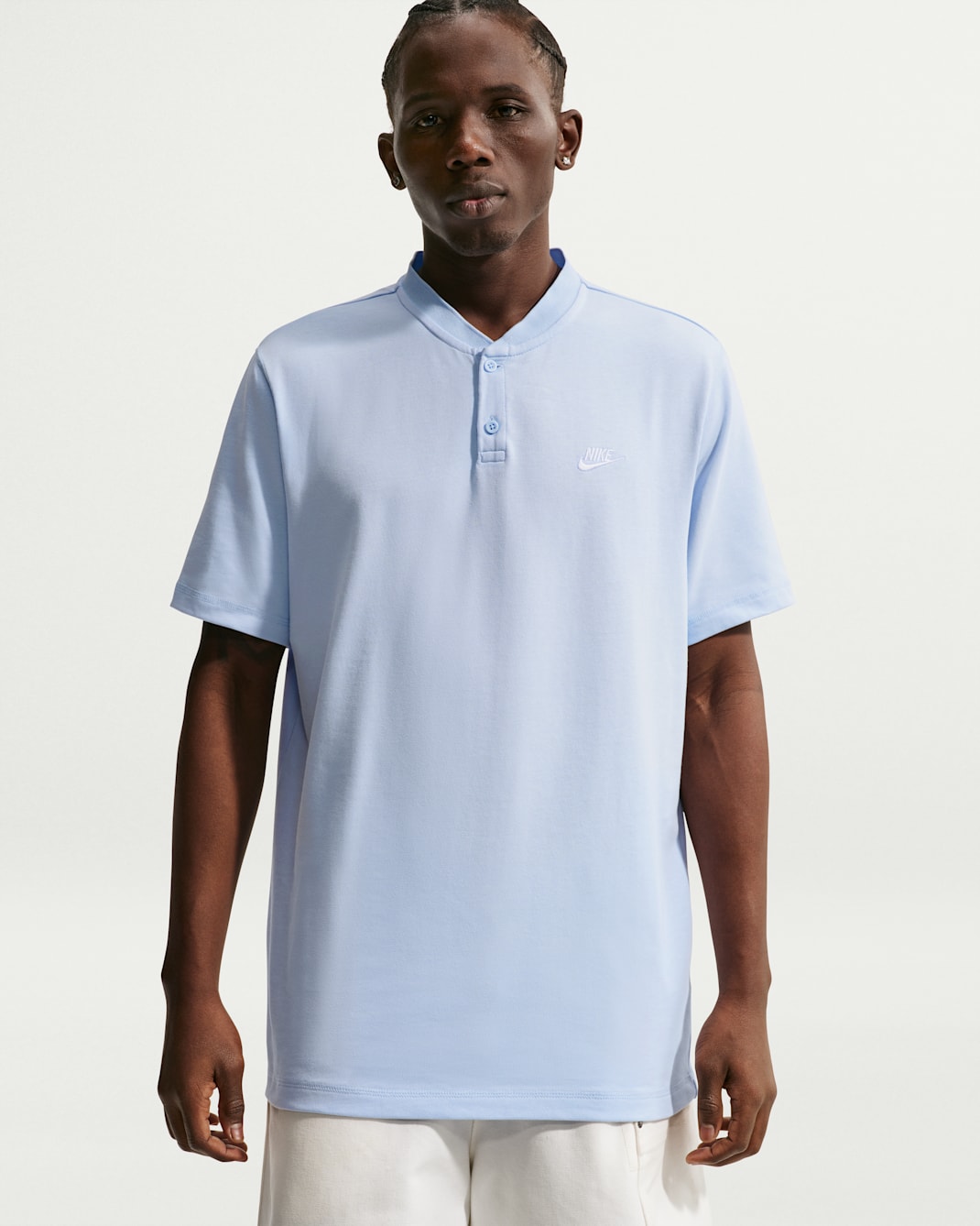 Nike Club Men's Short-Sleeve Henley - Hydrogen Blue/Hydrogen Blue/White