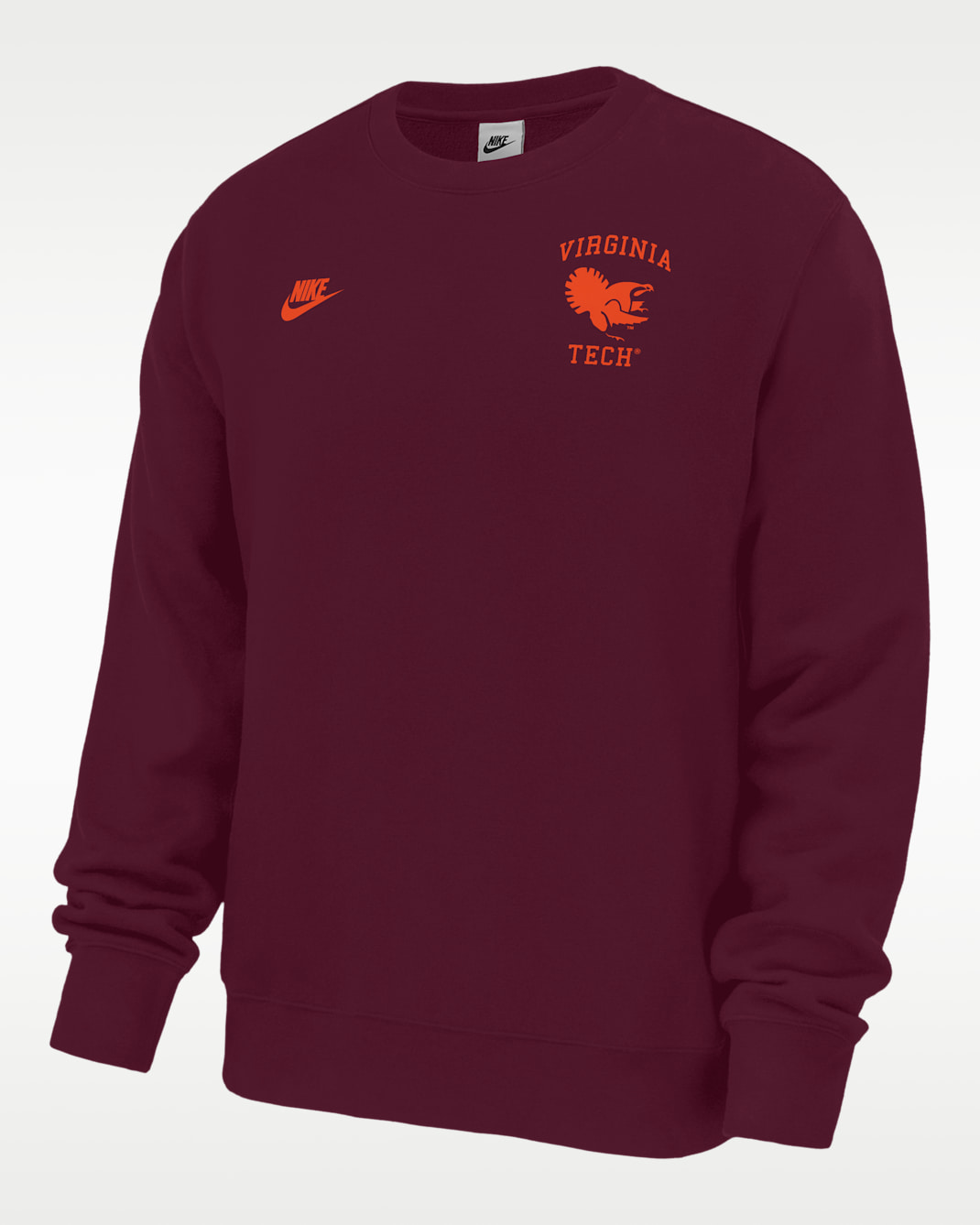 Virginia Tech Hokies Club Men's Nike Football Fleece Crew-Neck Sweatshirt - Deep Maroon