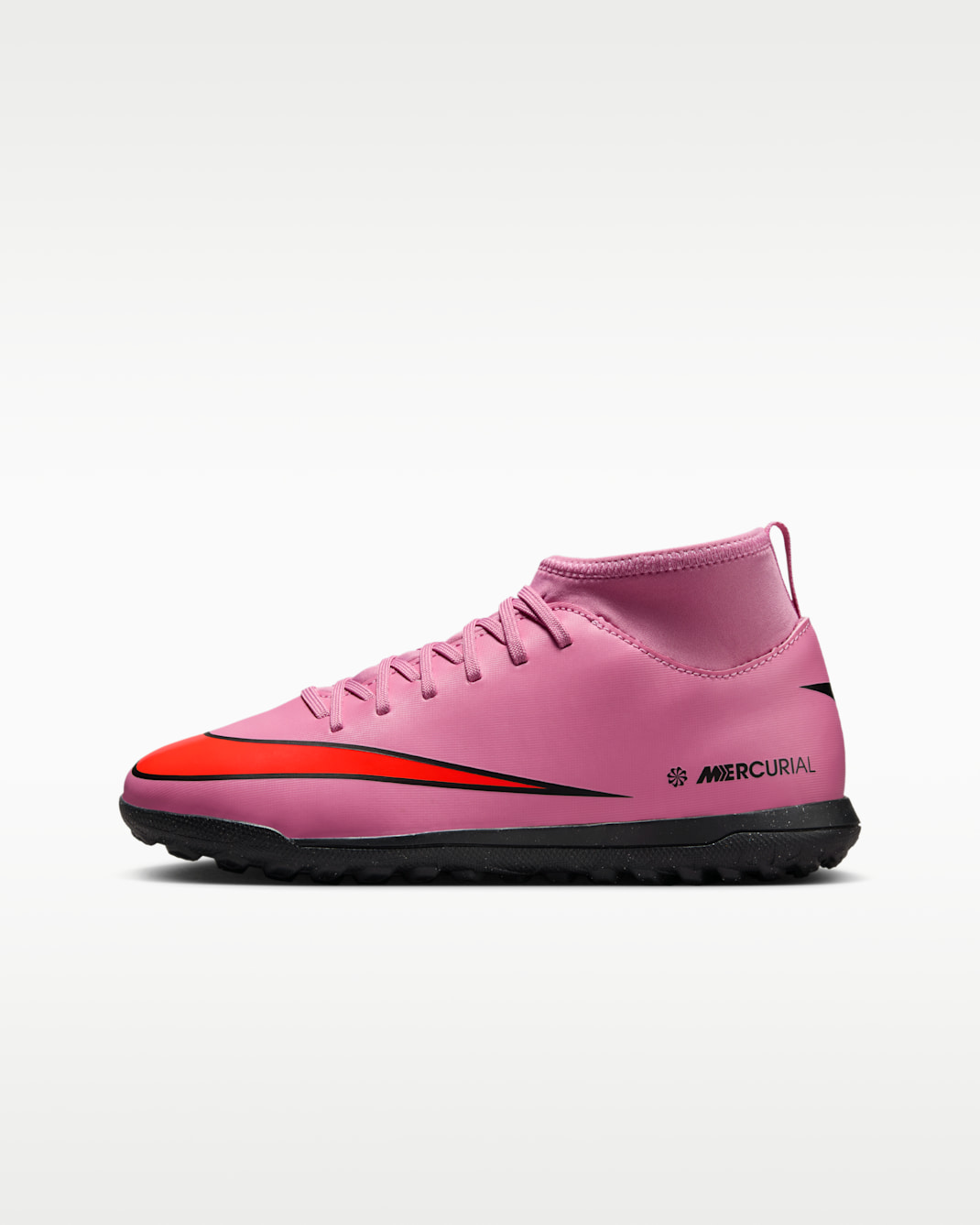Nike Jr. Mercurial Superfly 10 Club Younger/Older Kids' Turf High-Top Football Shoes - Magic Flamingo/Total Crimson/Black
