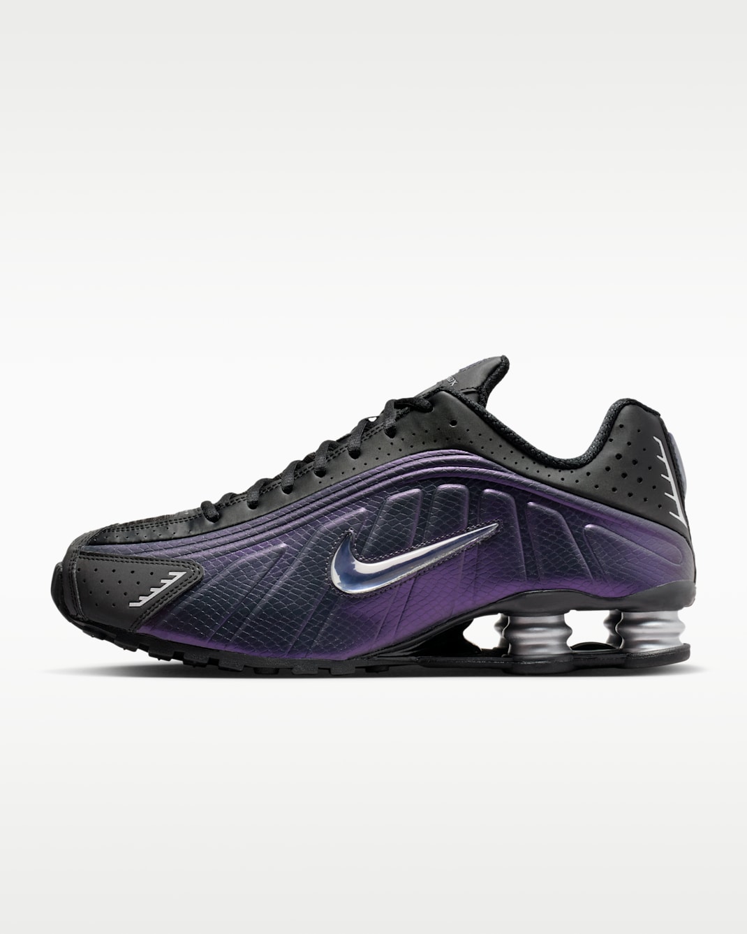 รองเท้าผู้ชาย Nike Shox R4 - ดำ/Metallic Silver/Purple Dynasty/Anthracite