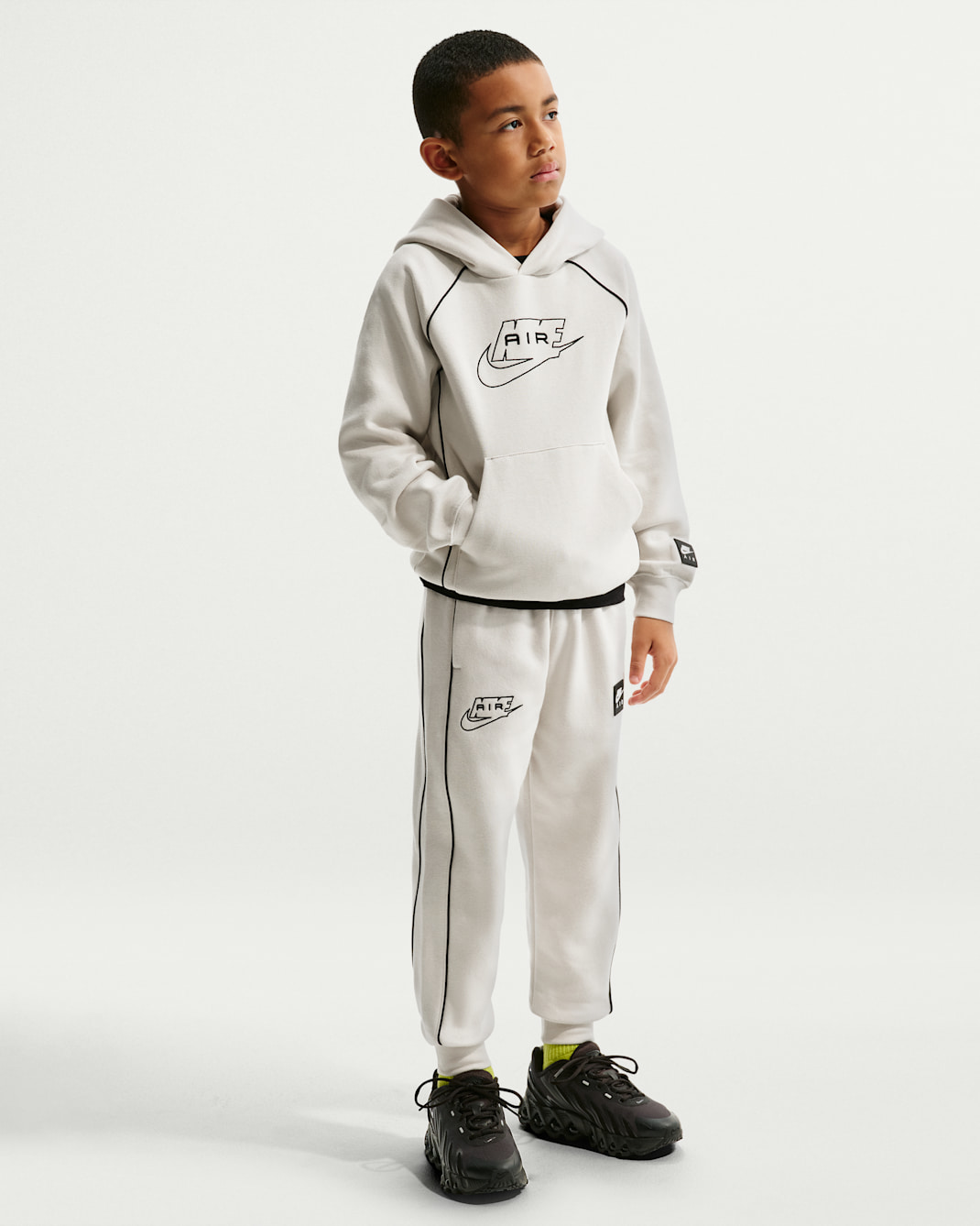 Nike Air Older Kids' Fleece Joggers - Light Bone/Black/Black