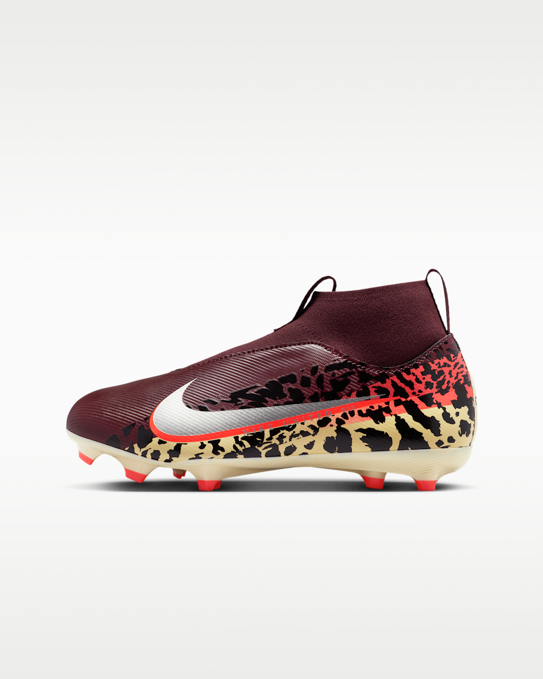 Nike United Jr. Mercurial Superfly 10 Academy Big Kids' Multi-Ground High-Top Soccer Cleats - Burgundy Crush/University Red/Fossil/Metallic Silver