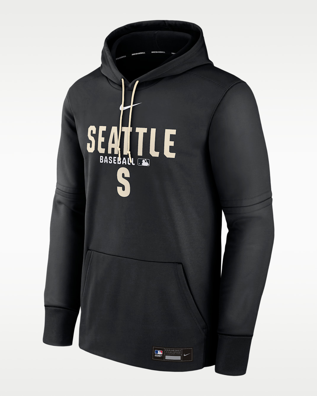 Seattle Mariners Authentic Collection Men's Nike Therma MLB Pullover Hoodie - Black