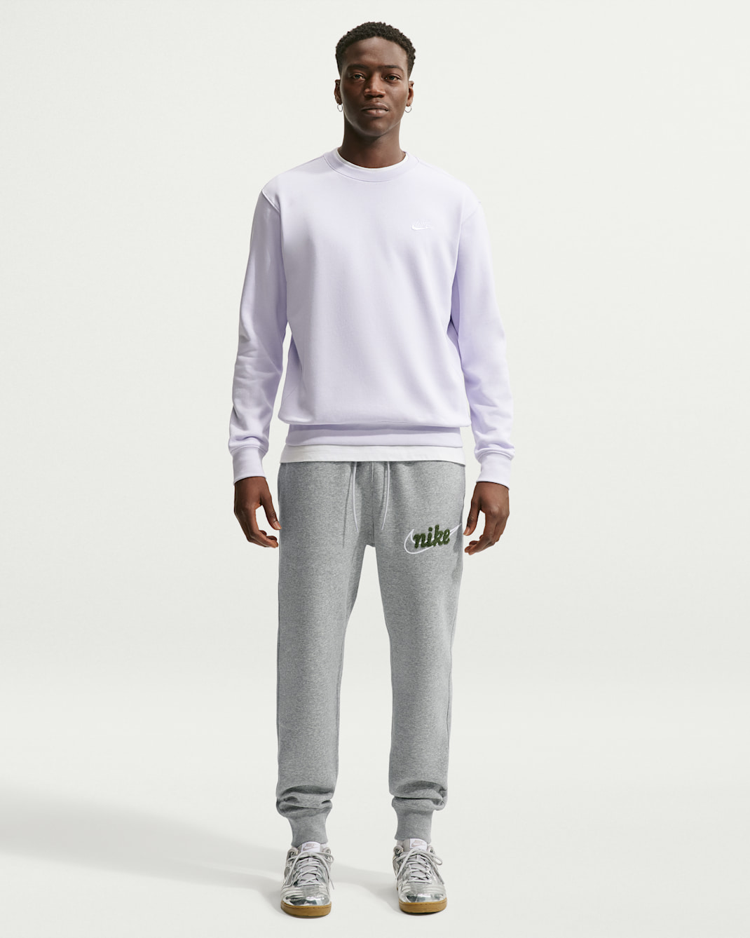 Nike Sportswear Club Men's Fleece Joggers - Dark Grey Heather/Light Smoke Grey/Fir/White