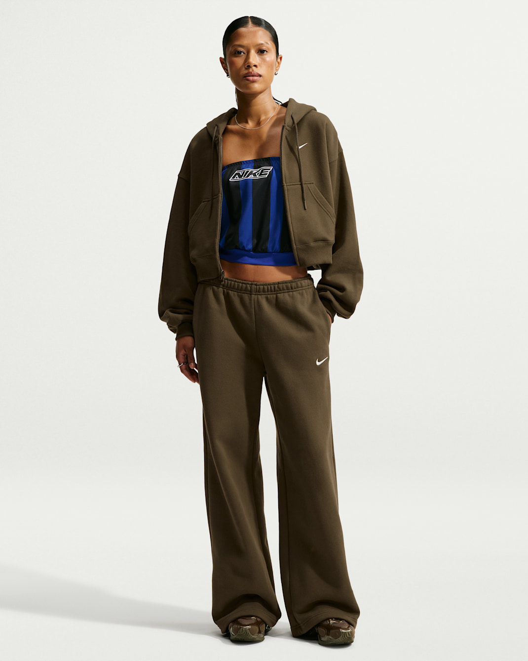 Nike Studio Fleece Medium Weight Women's Oversized Full-Zip Cropped Hoodie