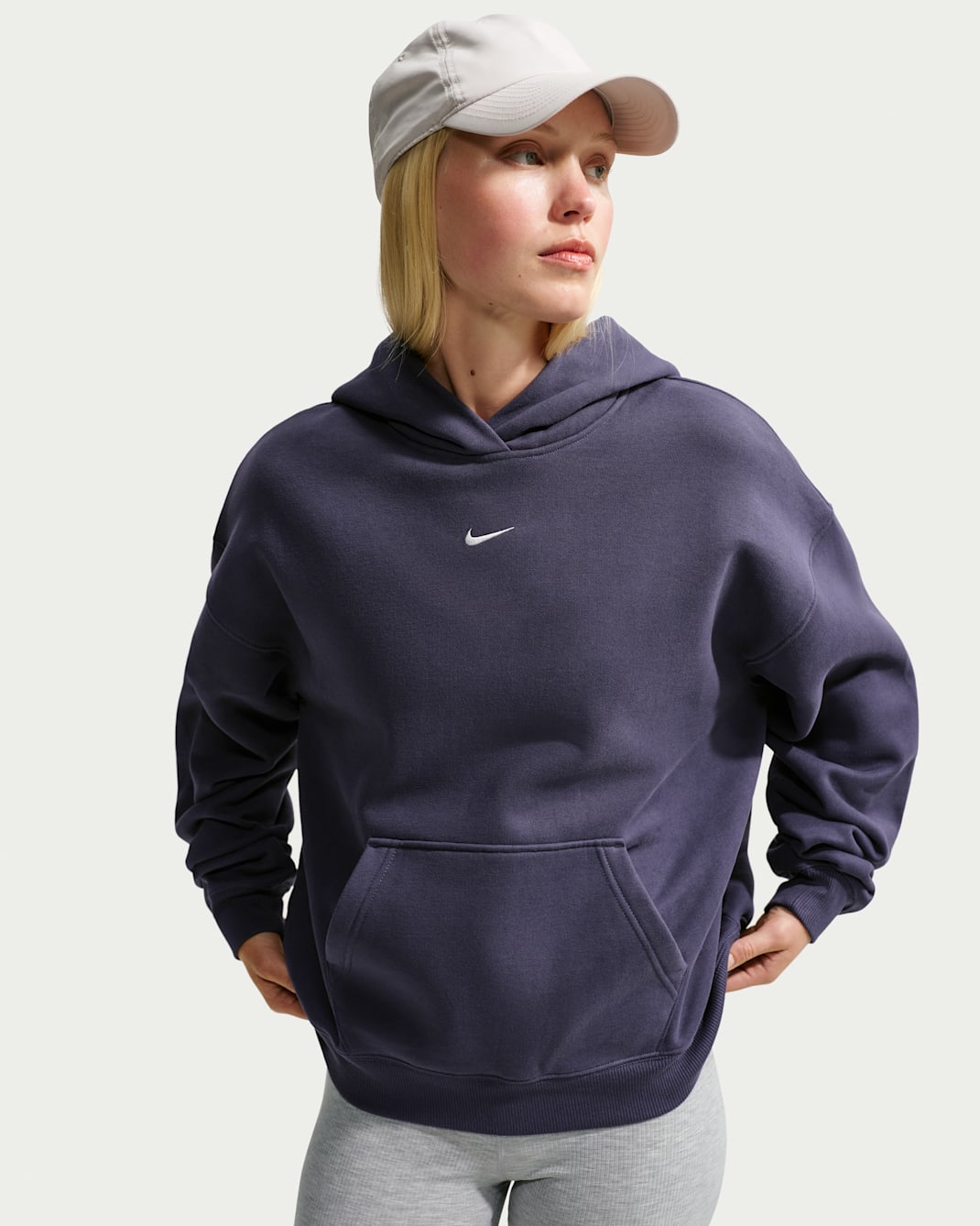 Nike Studio Fleece Medium Weight Women's Oversized Pullover Hoodie - Gridiron/Sail