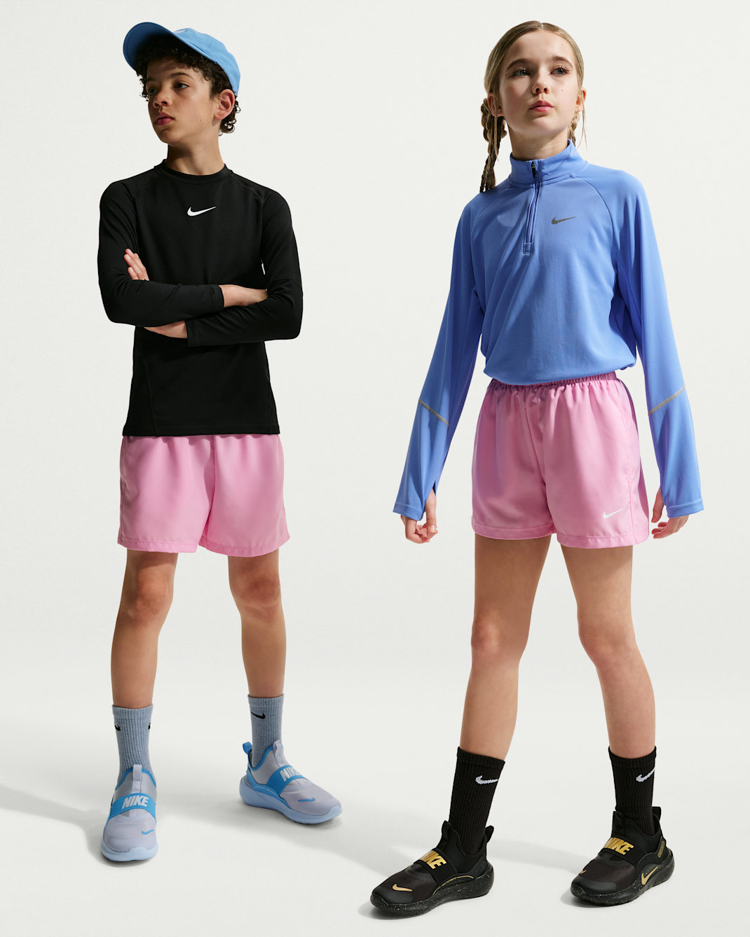 Nike Multi Big Kids' Dri-FIT 4" Woven Shorts - Pink Rise/White