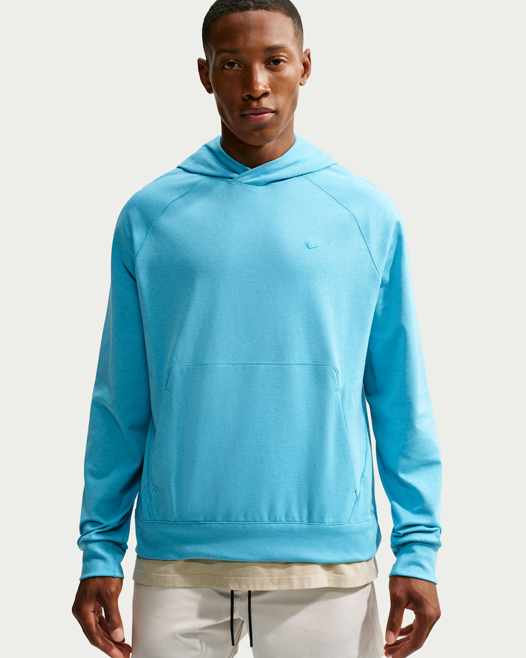 Nike Primary NanoKnit Men's Dri-FIT UV Protection Pullover Performance Hoodie - Baltic Blue/Light Current Blue/Heather/Light Current Blue