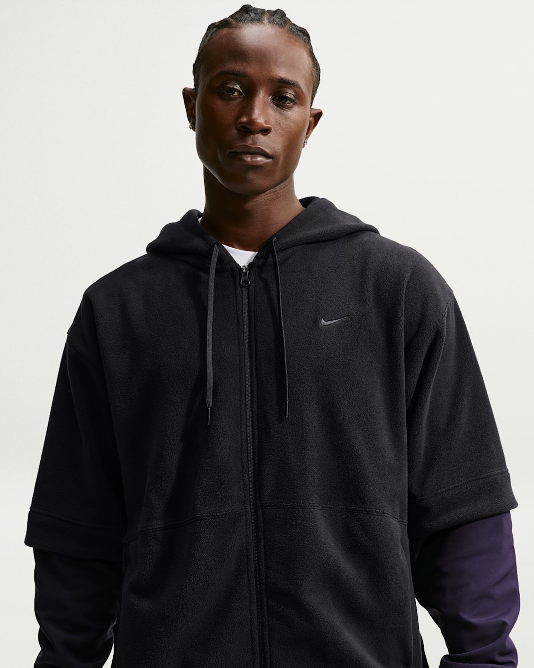 Nike Men's Therma-FIT Full-Zip Fleece Hoodie - Black/Purple Dynasty/Black