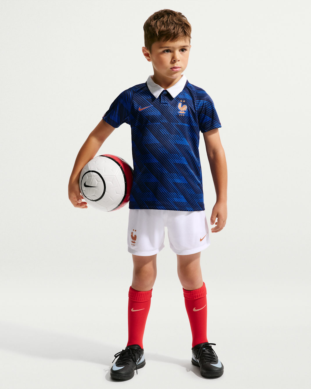 Ensemble 3 pièces Replica Nike Football FFF 2026 Stadium Domicile pour enfant - Game Royal/Blackened Blue/Blanc/Metallic Copper