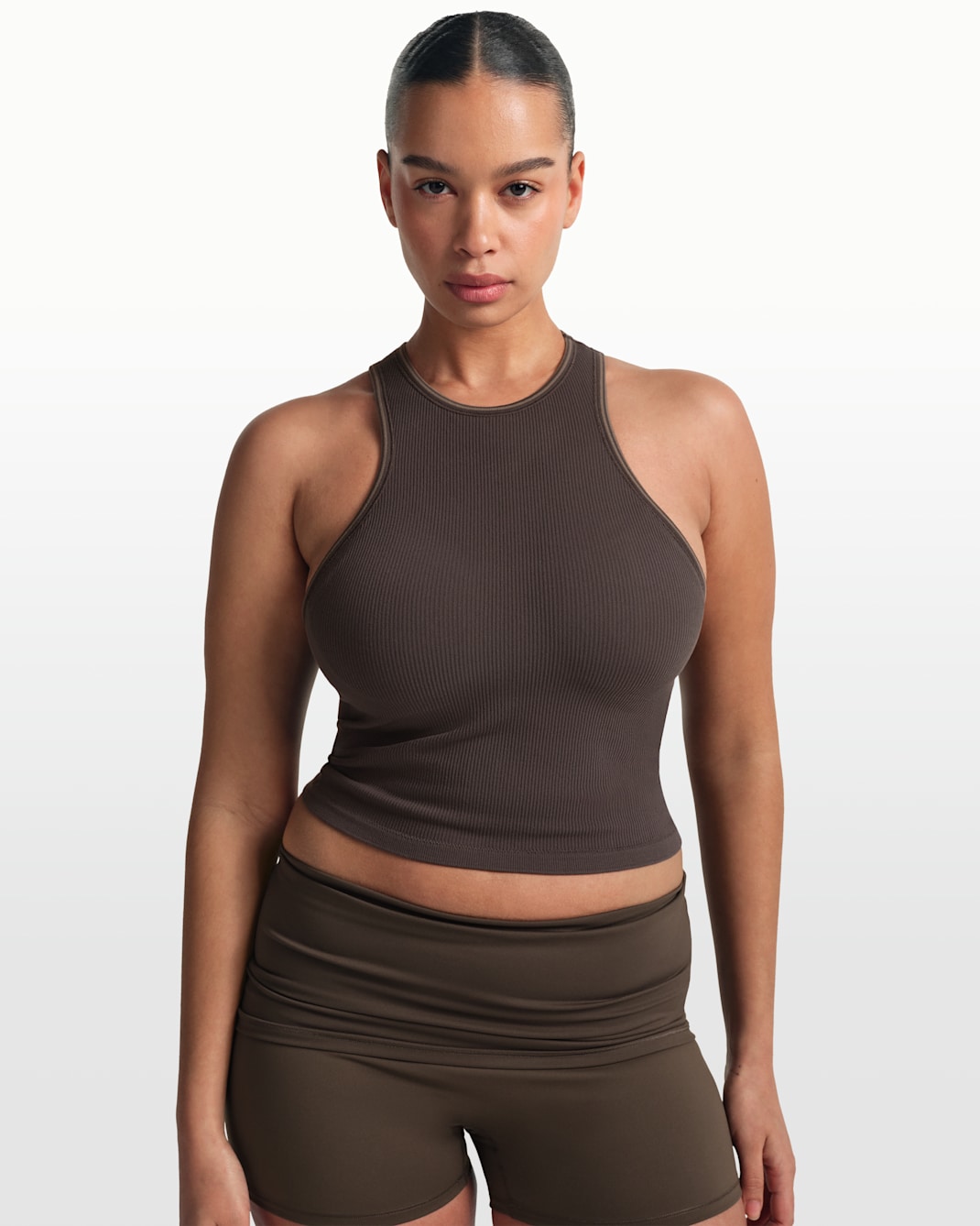 NikeSKIMS Ribbed Seamless Women's Racerneck Tank Top - NSKM PHOENIX/NSKM TRUFFLE