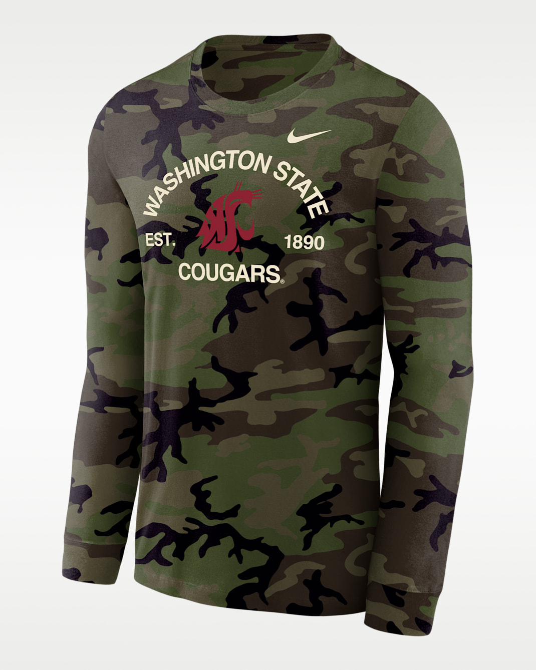 Washington State Cougars Legend Men's Nike Dri-FIT Long-Sleeve T-Shirt - Medium Olive/Camo Green