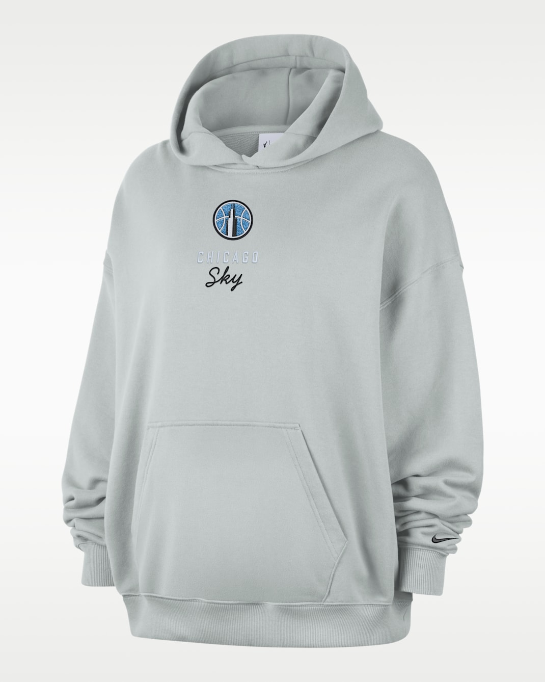 Chicago Sky Women's Nike French Terry Oversized Pullover Hoodie - Grey Haze/Black