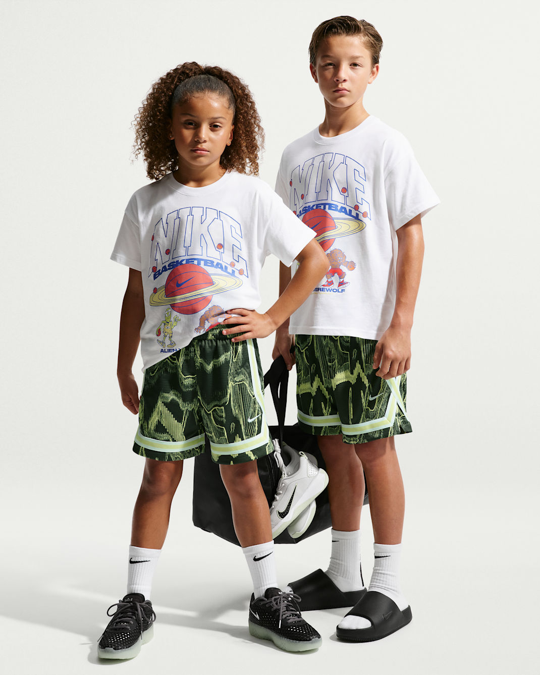 Nike Crossover Big Kids' Dri-FIT Basketball Shorts - Camo Green/White