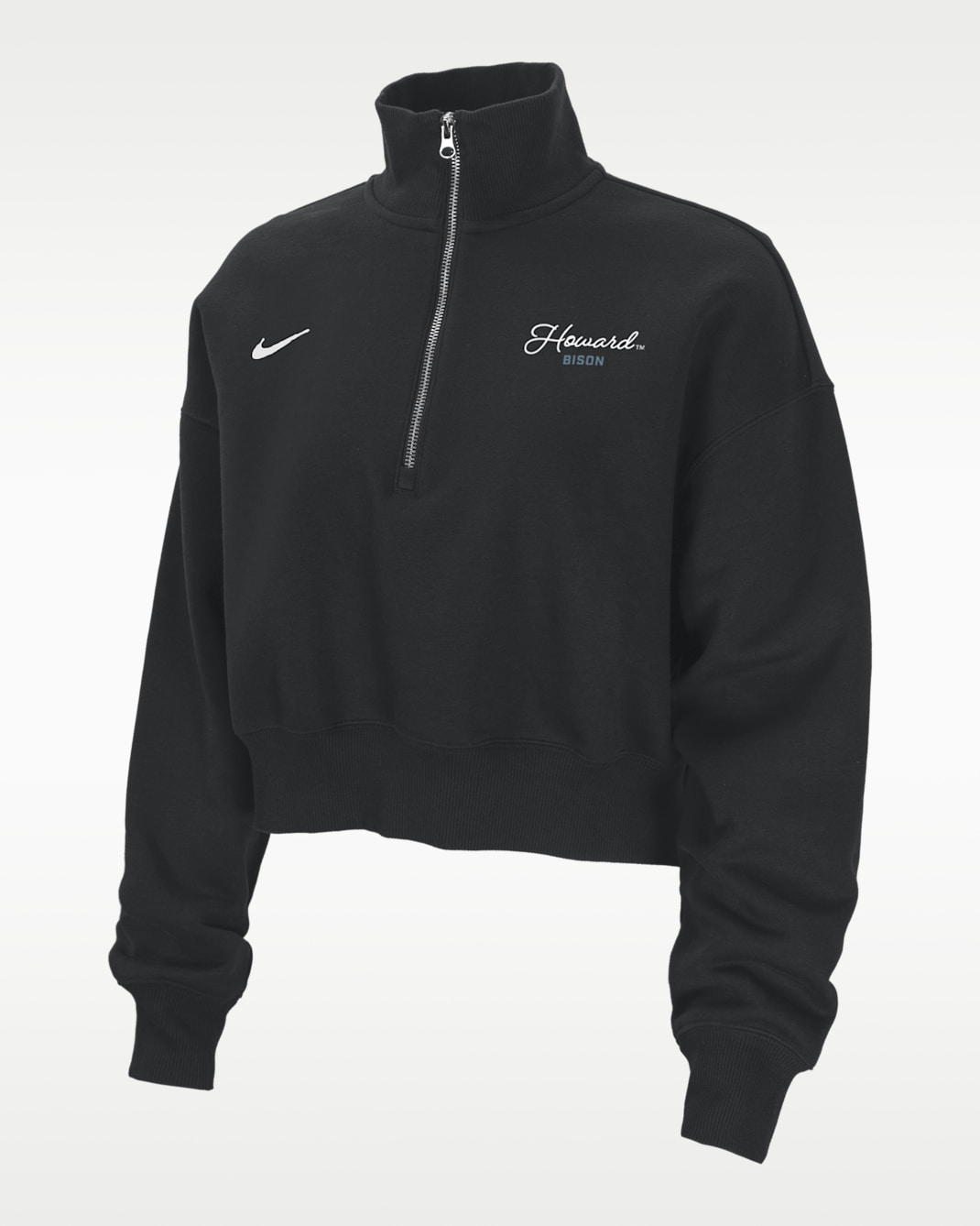 Nike College Phoenix Fleece (Howard University) Women's Cropped 1/4-Zip Pullover - Black