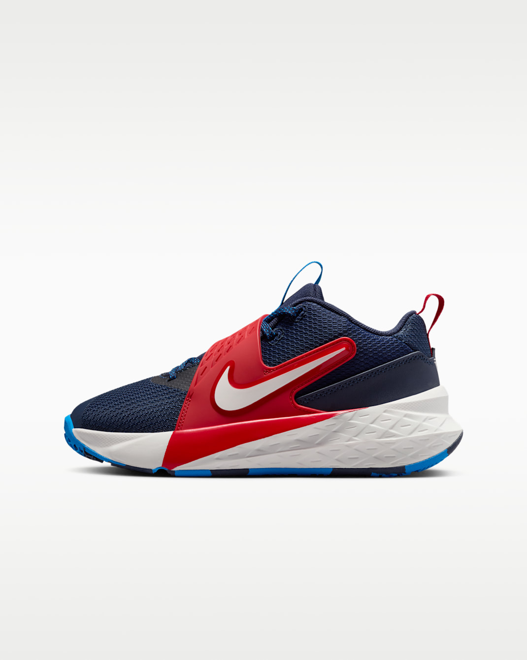 Nike Team Hustle D 12 Big Kids' Basketball Shoes - Team Navy/University Red/Photo Blue/Sail