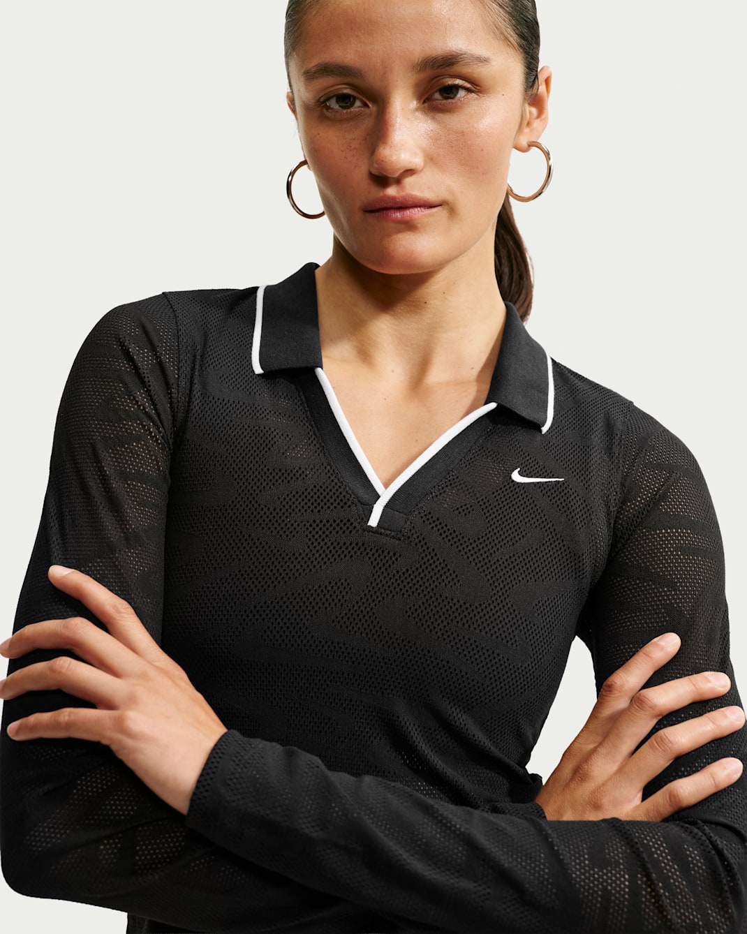 Nike Sportswear Chill Knit Women's Tight Mod-Cropped Long-Sleeve Lace Top