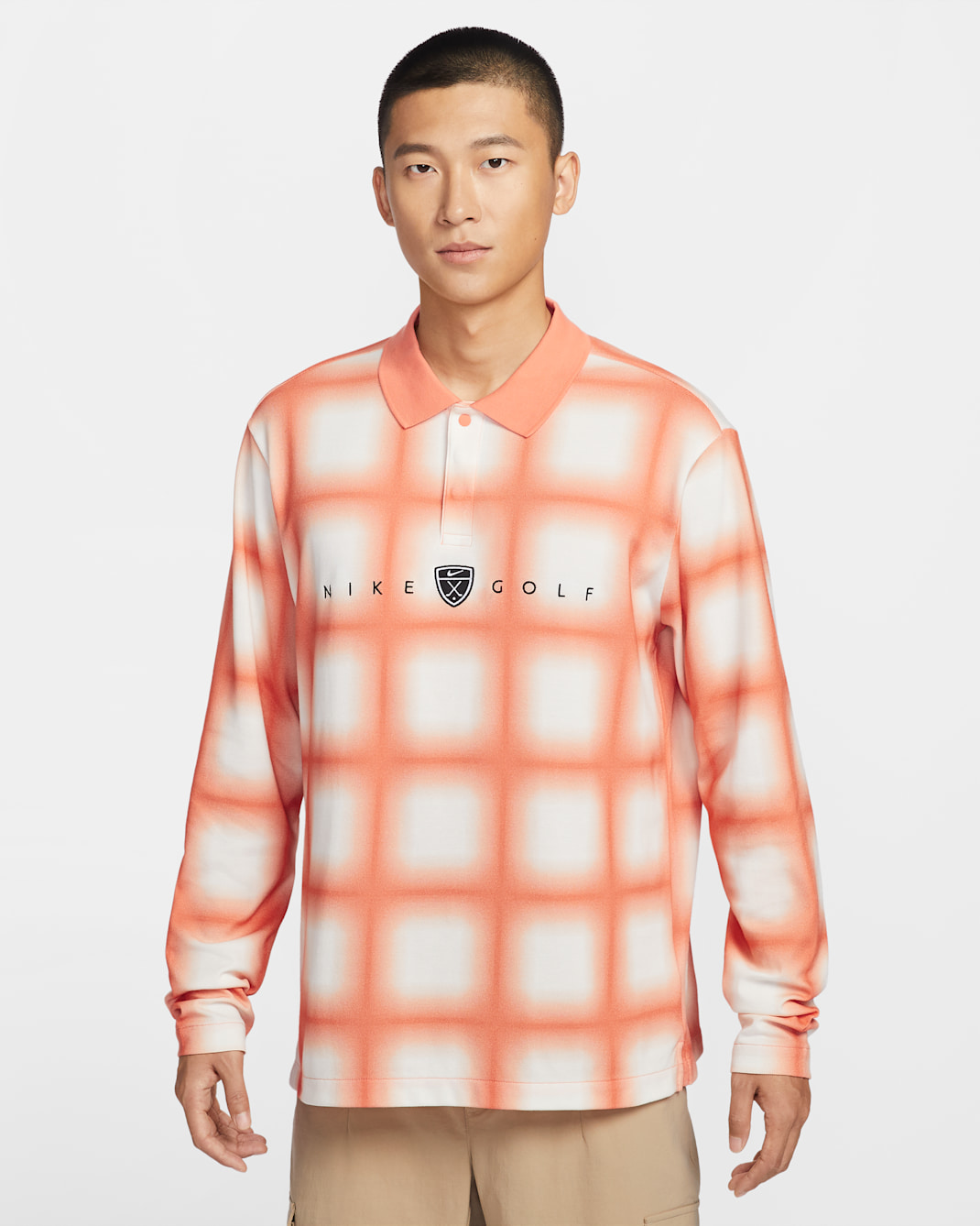 나이키 페어웨이 프레쉬 남성 드라이 핏 긴팔 루즈 핏 골프 폴로 - 오렌지 프로스트/오렌지 프로스트