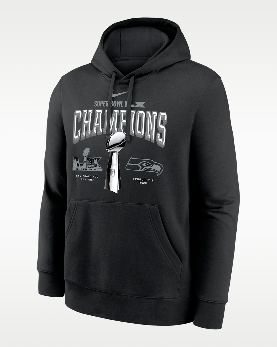 Seattle Seahawks Super Bowl LX Champions Trophy Collection Men's Nike NFL Pullover Hoodie - Black