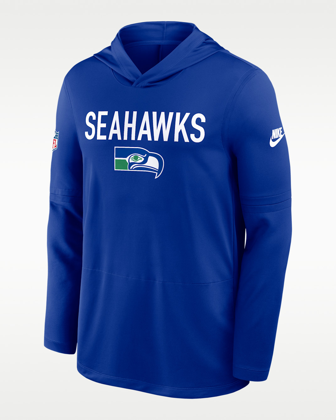 Playera de manga larga Nike Dri-FIT de la NFL con gorro para hombre Seattle Seahawks Pass Accuracy - Royal
