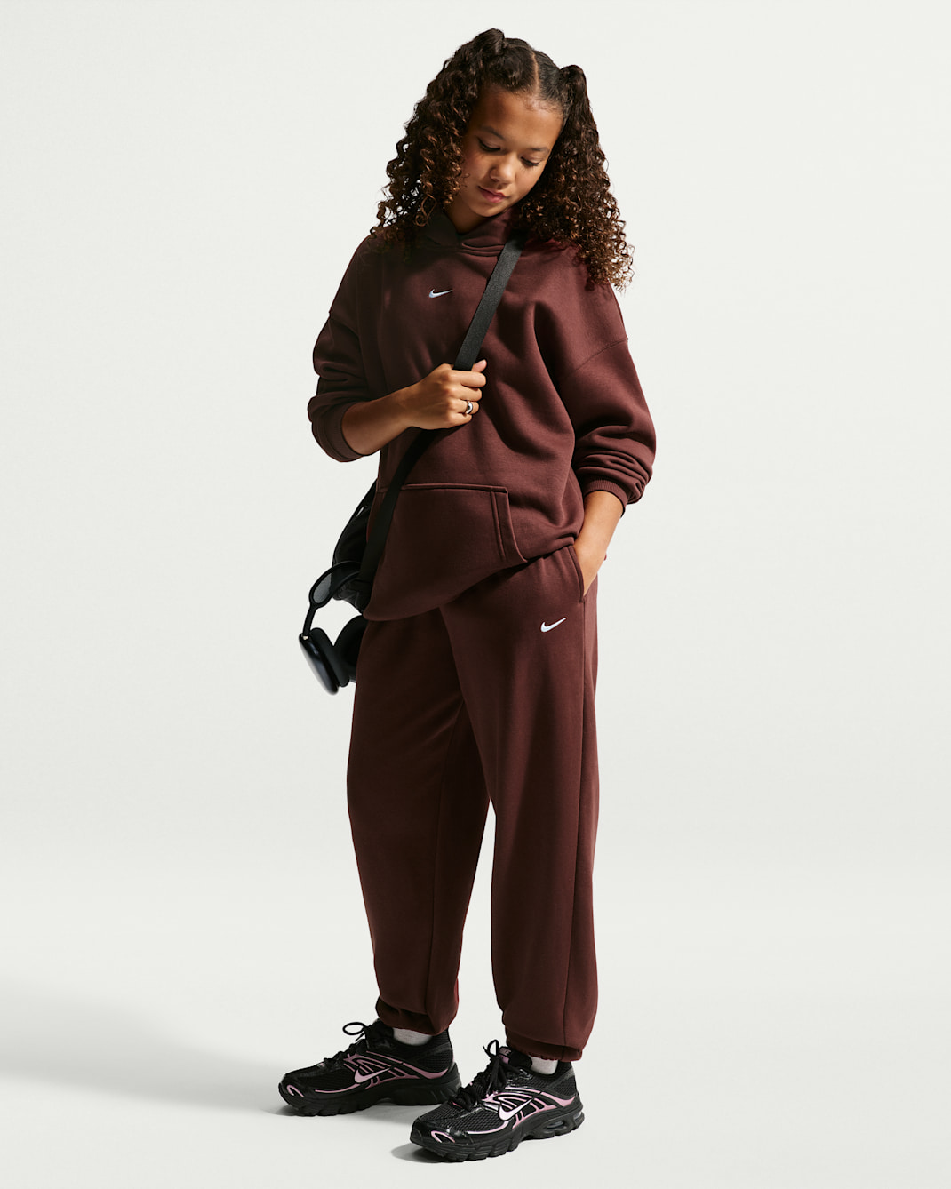 Nike Sportswear Studio Fleece Girls' Loose Pants - Mystic Dates/White