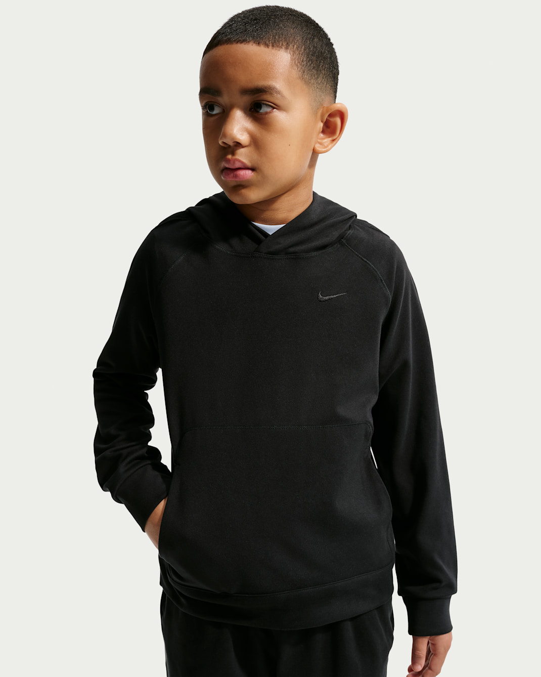 Nike Primary Nanoknit Big Kids' (Boys') Dri-FIT UV Protection Pullover Hoodie - Black/Black
