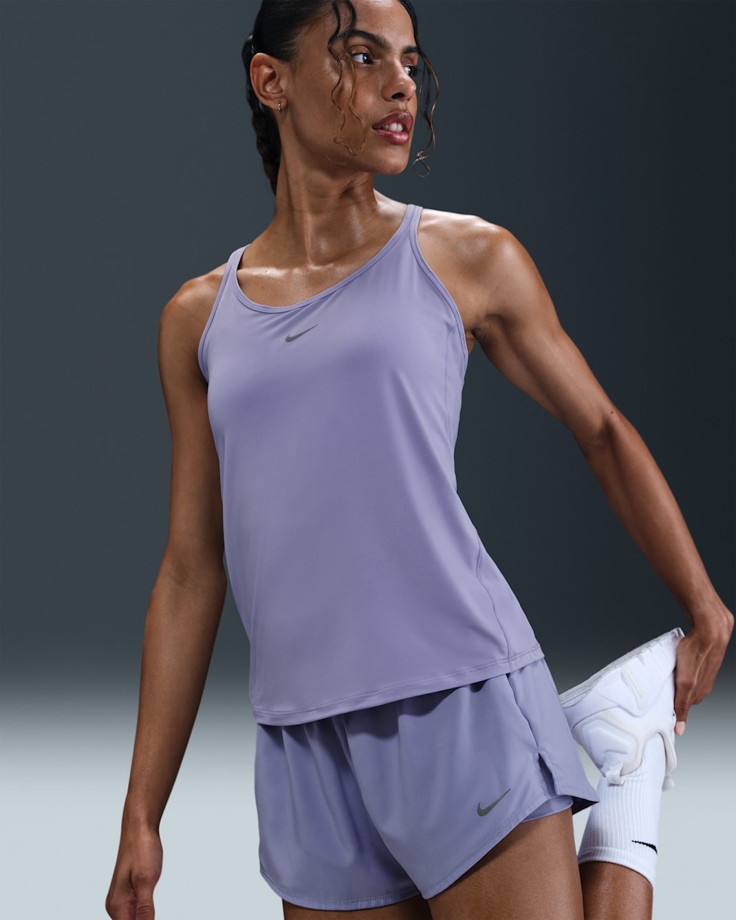 Nike One Classic Women's Dri-FIT Strappy Tank Top - Lilac Ice/Black