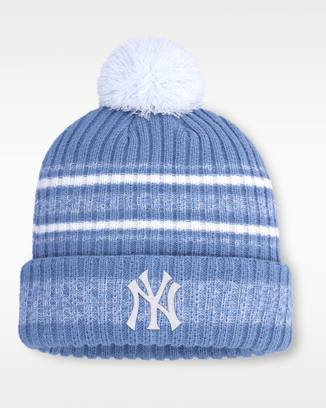 New York Yankees Peak Men's Nike MLB Cuffed Pom Beanie - Light Blue