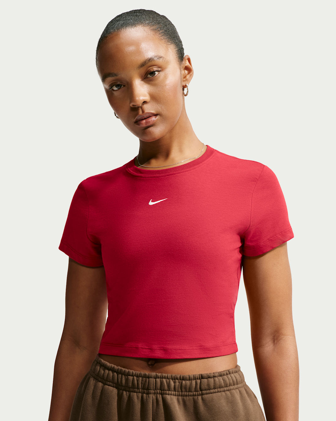 Playera cropped para mujer Nike Sportswear Chill Knit - Rojo duro/Vela