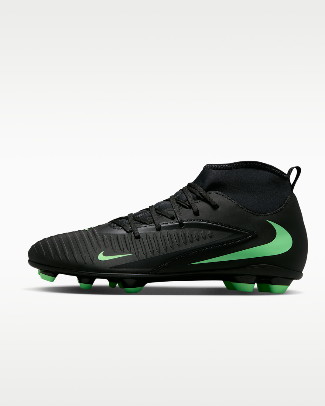 Nike Phantom 6 High Club Multi-Ground Soccer Cleats - Black/Black/Illusion Green