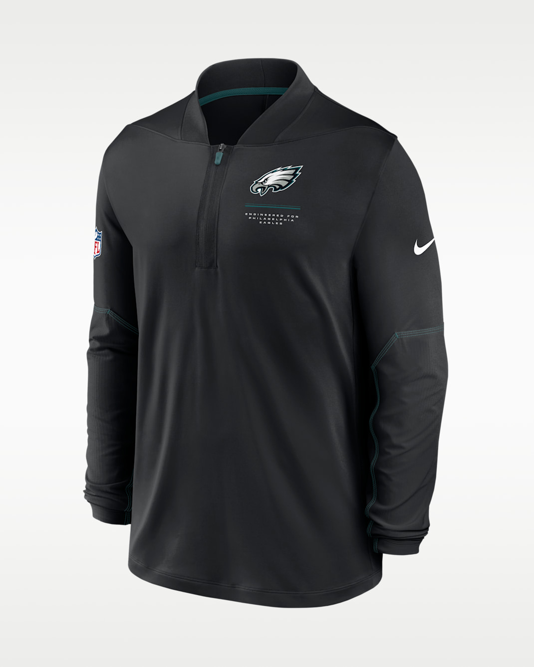 Playera Nike Dri-FIT de la NFL de medio cierre para hombre Philadelphia Eagles Sideline - Negro
