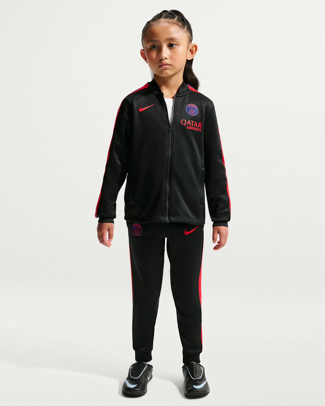 Paris Saint-Germain Strike Younger Kids' Nike Dri-FIT Football Knit Tracksuit - Black/Global Red/Hyper Royal/Global Red