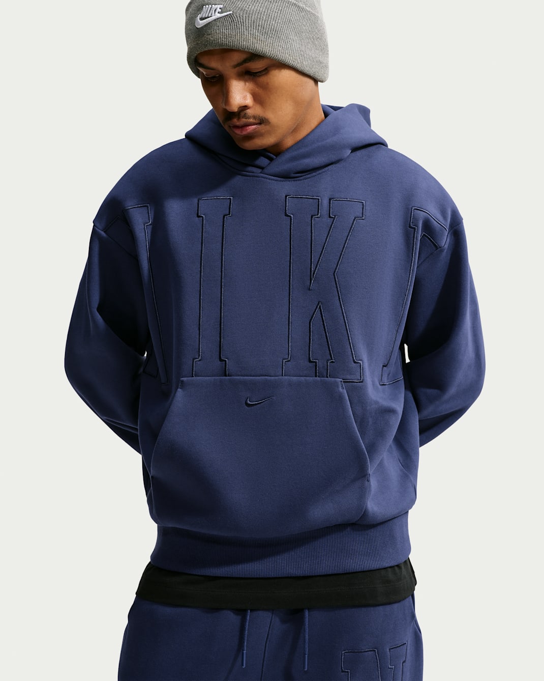 Sudadera con gorro sin cierre holgada para hombre Nike Solo Fleece - Azul marino medianoche/Obsidiana