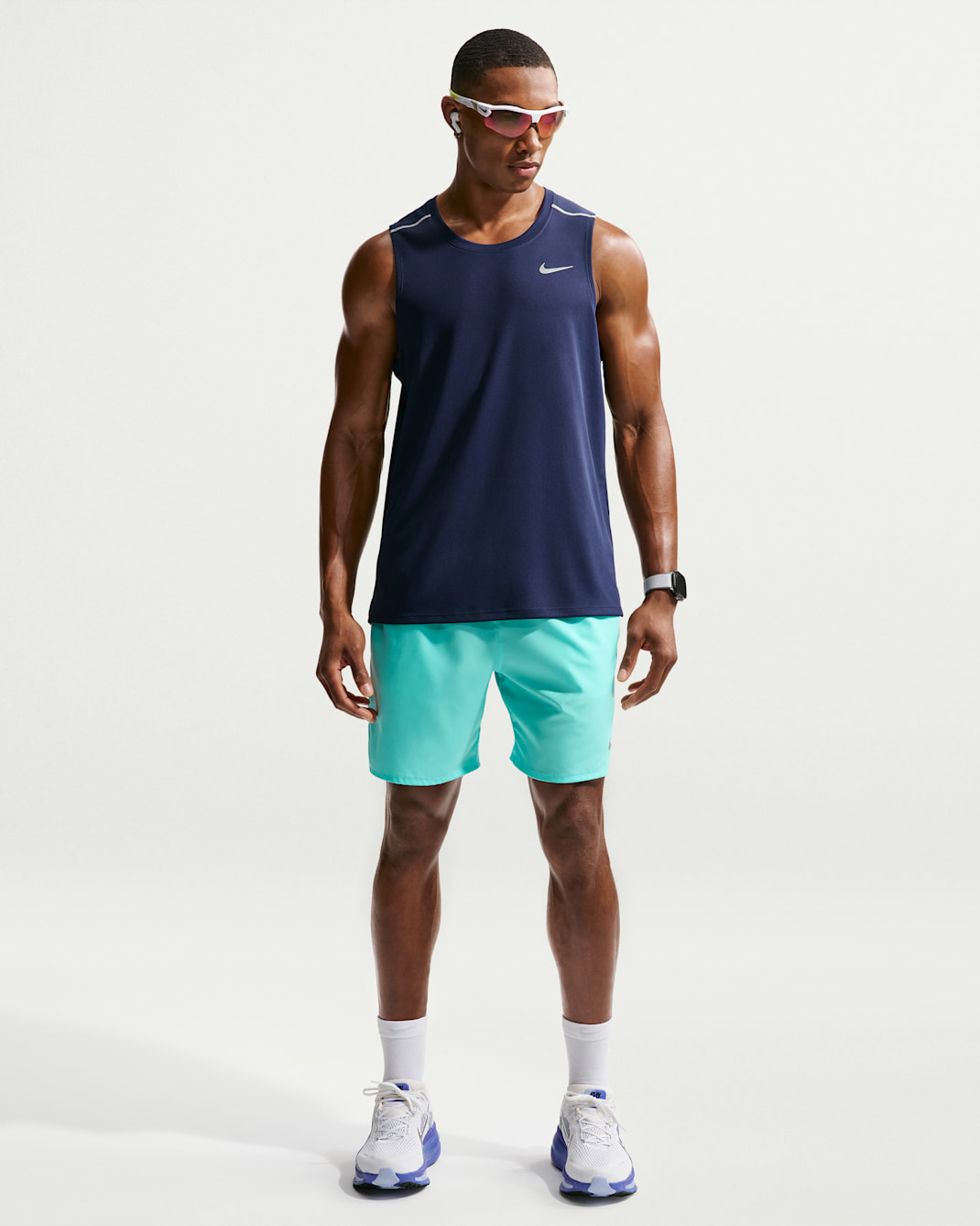 Short de running avec sous-short intégré 18 cm Dri-FIT Nike Challenger pour homme - Hyper Turquoise/Midnight Navy