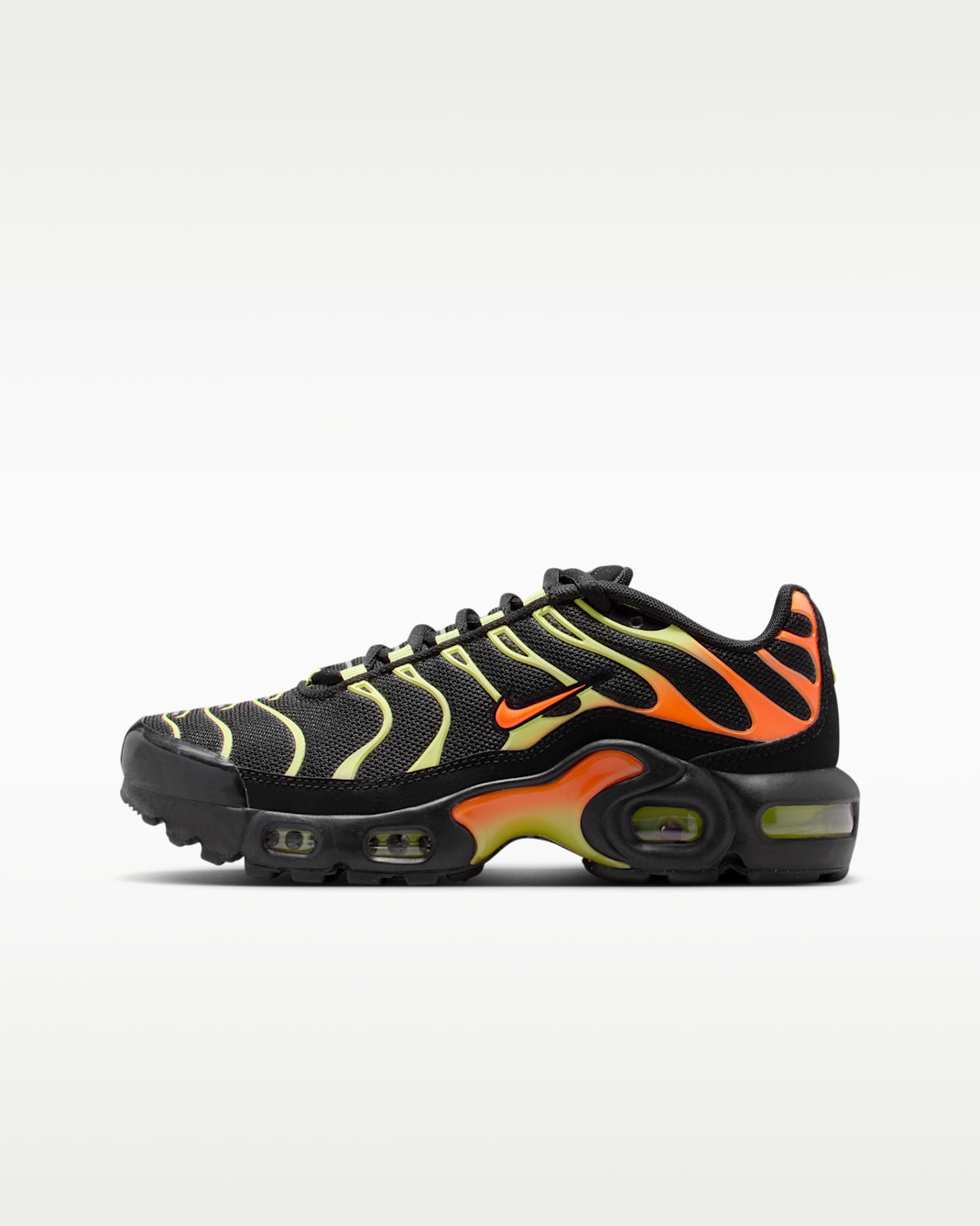 Nike Air Max Plus Schuh (ältere Kinder) - Schwarz/Limelight/Hyper Crimson