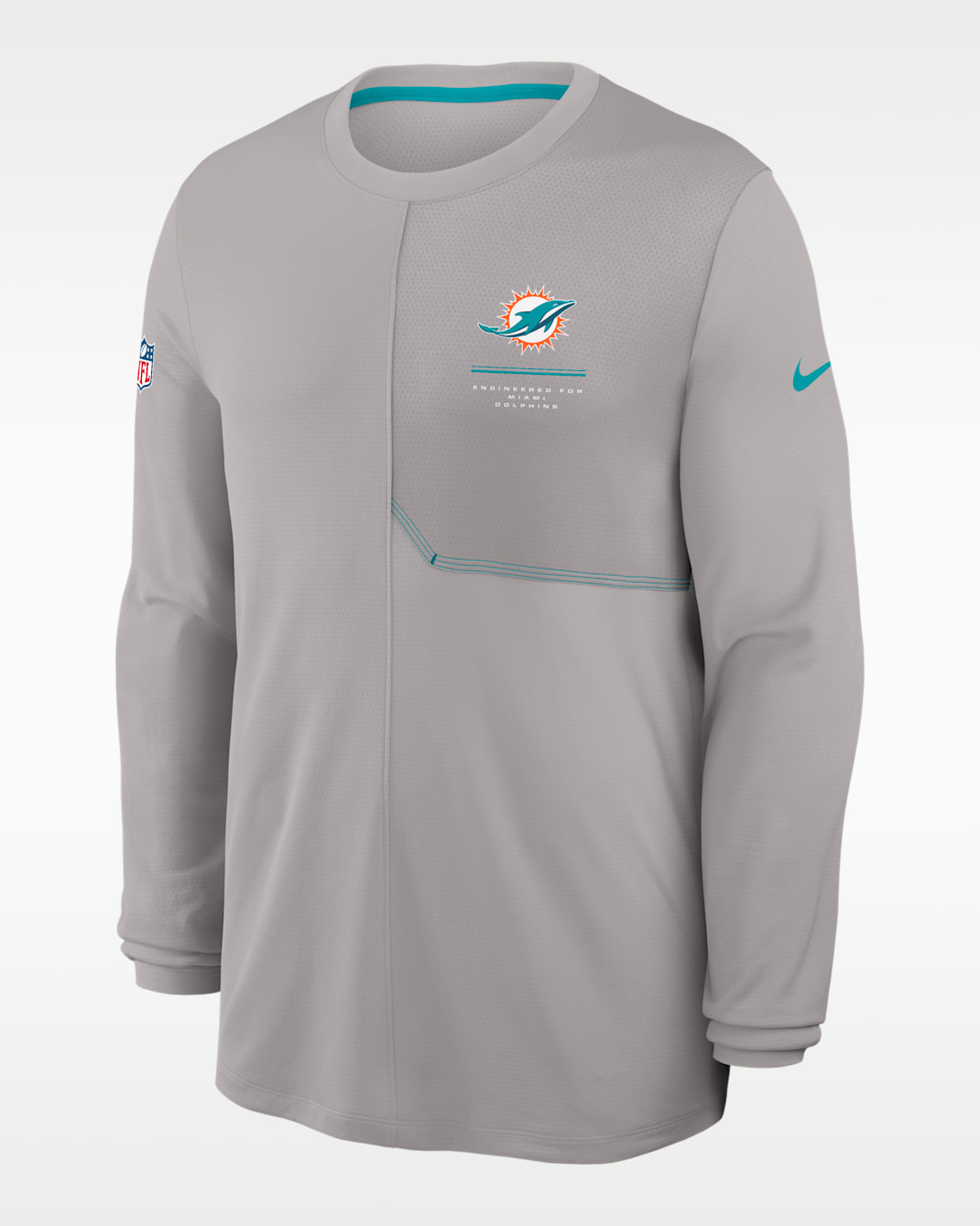 Miami Dolphins Sideline Coach Men's Nike Dri-FIT NFL Long-Sleeve Top - Pewter