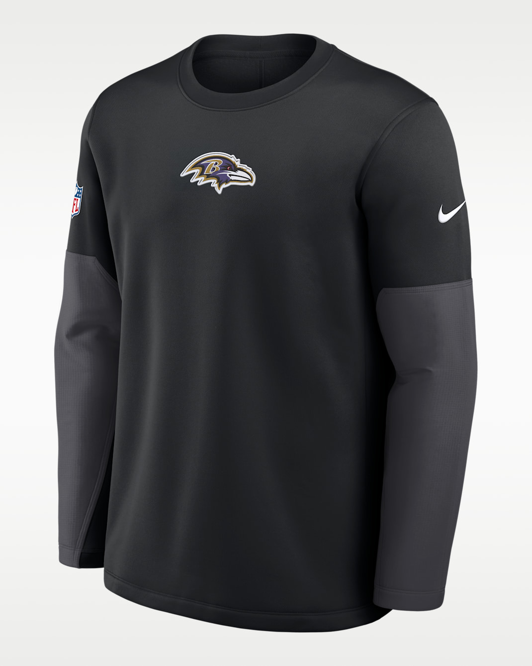 Playera de manga larga Nike Therma-FIT de la NFL para hombre Baltimore Ravens Scripted To Win Sideline Coach - Negro