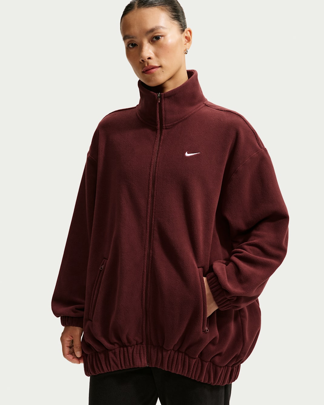 Nike One Women's Therma-FIT Oversized Full-Zip Jacket - Mystic Dates/White