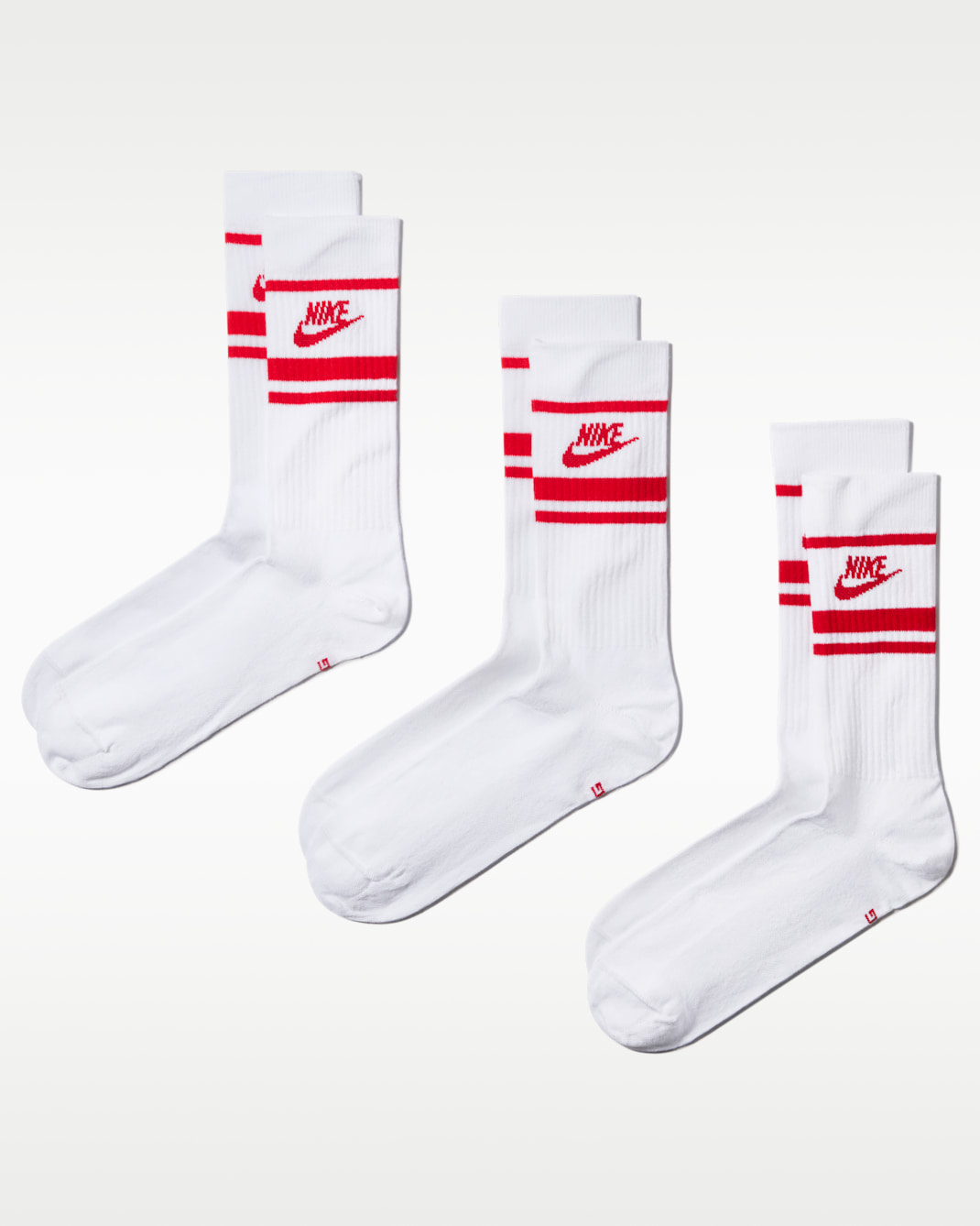 Nike Sportswear Dri-FIT Everyday Essential Crew Socks (3 Pairs) - White/University Red/University Red