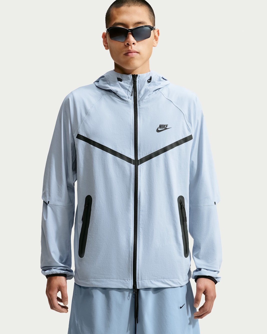 Nike Tech Men's Dri-FIT Woven Full-Zip Windrunner Jacket - Light Armory Blue/Light Armory Blue/Black