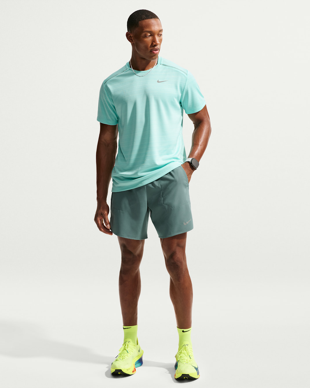 Nike Stride Men's Dri-FIT 18cm (approx.) Briefs-Lined Running Shorts - Mineral Slate